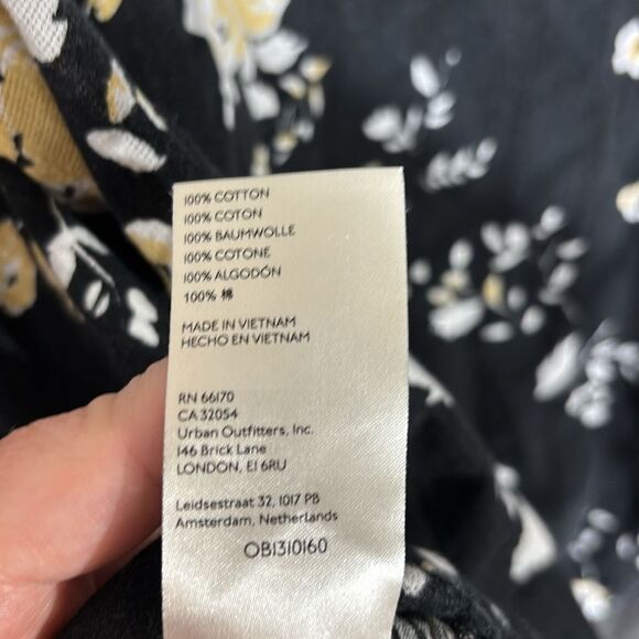 Free people women’s medium floral blouse Peter Pan collar puff sleeve button up - Picture 8 of 9